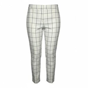 Amanda + Chelsea White Black Windowpane Grid Ankle Pants Career Women Size 6